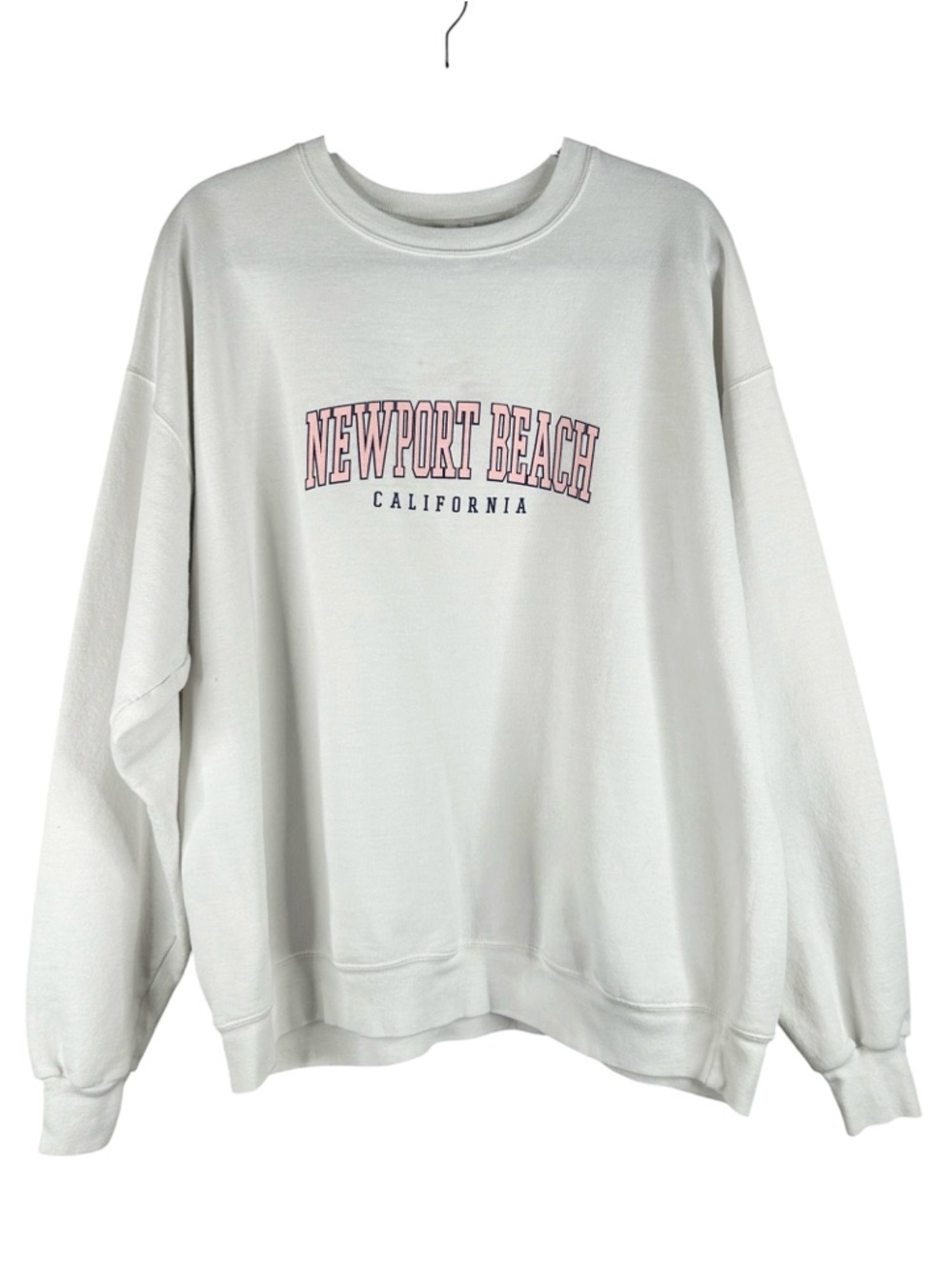 Classic Newport Beach California White Pink Blue Spellout‎ Sweatshirt Size XL